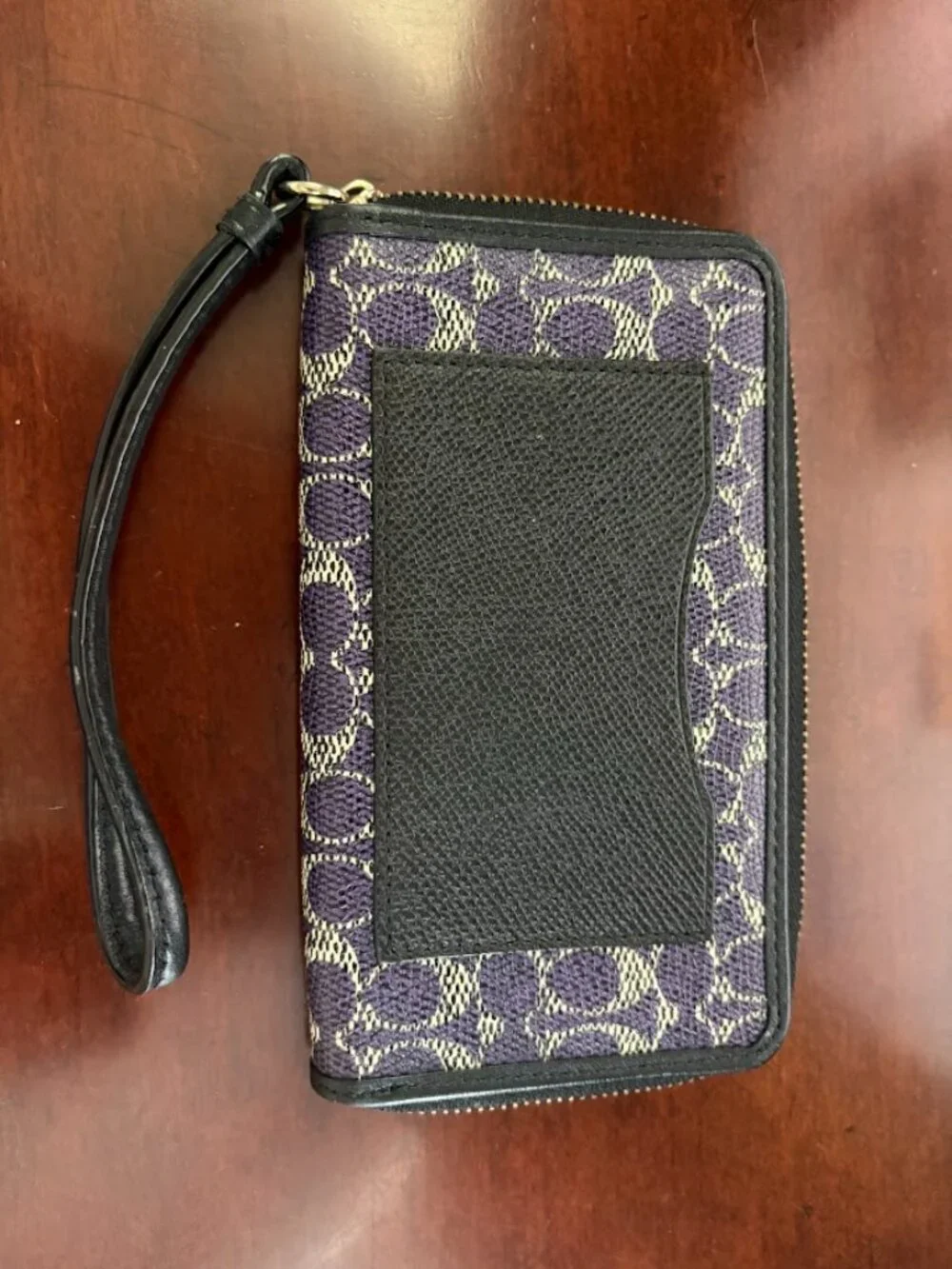 COACH purple signature wristlet wallet